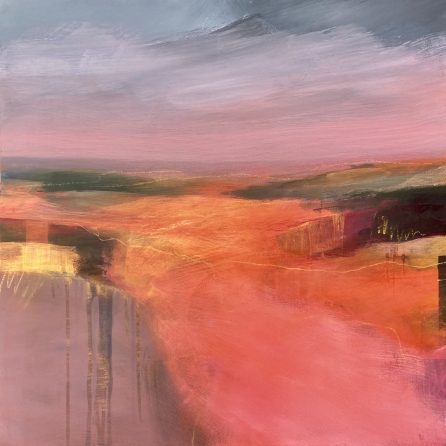 'Wildfire sunset' - an abstract landscape painting by Louise Turnbull